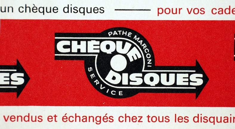 Publicité sur Pochette intérieure de 33 Tours, 25cm pour les Chèque-disques Pathé-Marconi
